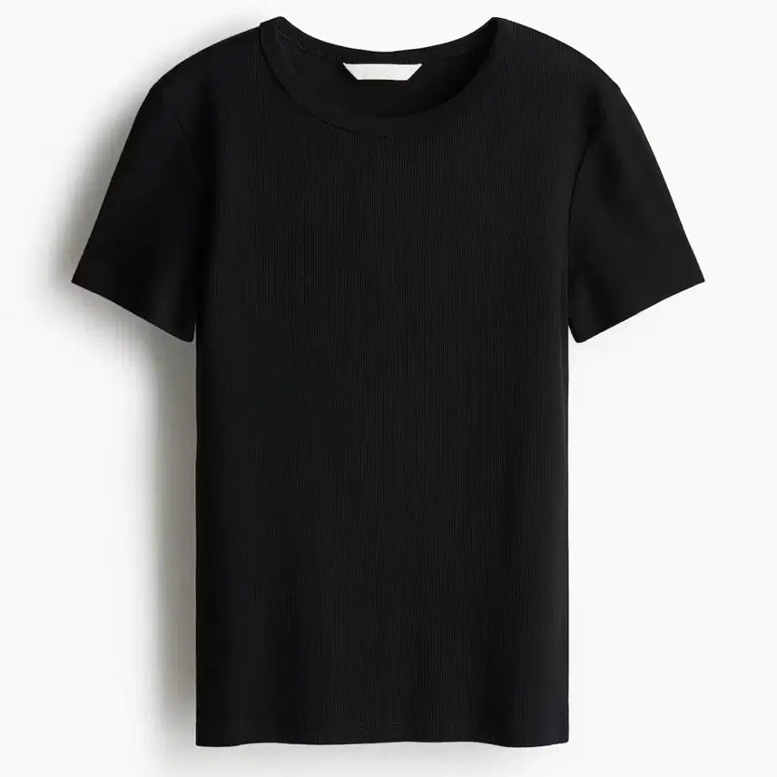 [BUNJANG] H&M Ribbed Short Sleeve T-Shirt Black L / (새상품) H&M 리브드 반팔티 블랙L