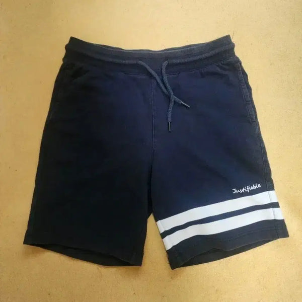 [BUNJANG] Justifable Navy Two-Stripe Trimmed Casual Shorts / 저스티퍼블 네이비 2선 배색 반바지