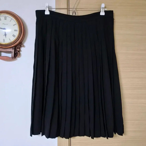[BUNJANG] Korean Made Women's Pleated Midi Skirt - Black / 국산 여성 플리츠 미디 스커트