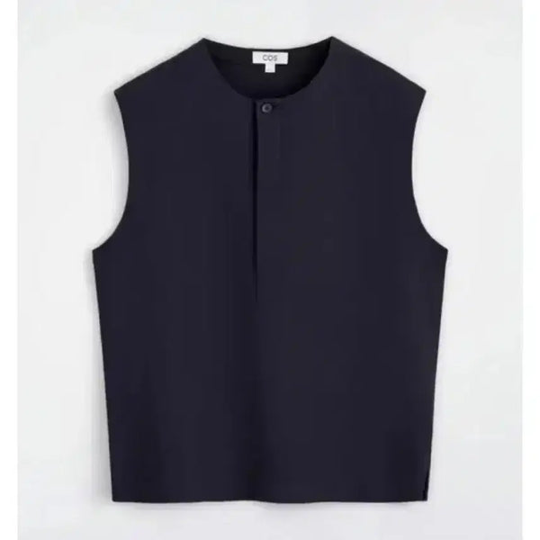 [BUNJANG] COS Cotton Henley Sleeveless Top Navy S / COS 코스 코튼 헨리 슬리브리스 탑 네이비 S