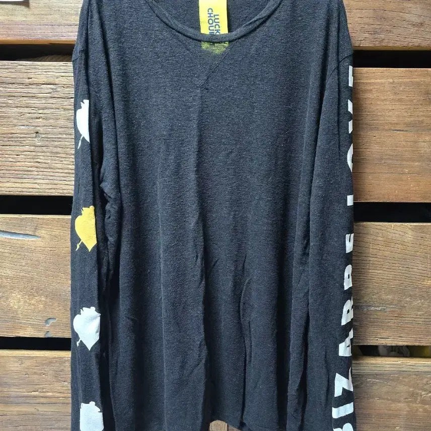 [BUNJANG] Lucky Chouette Lettering Linen T-Shirt / 럭키슈에뜨 레터링포인트 린넨 티셔츠, 66