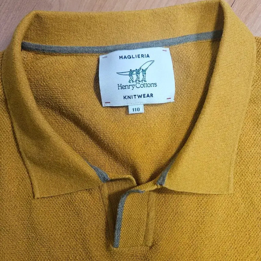 [BUNJANG] Henry Cotton's Mustard Short-Sleeve Polo Knitwear (Size 110) / 헨리코튼 니트웨어 110 사이즈 머스타드 반팔 카라티