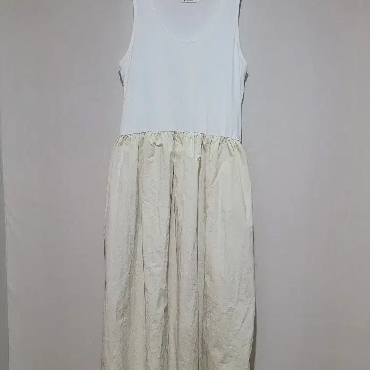 [BUNJANG] Ivory Sleeveless Layered Maxi Dress - Plus Size / 나시 레이어드 원피스 아이보리 큰사이즈