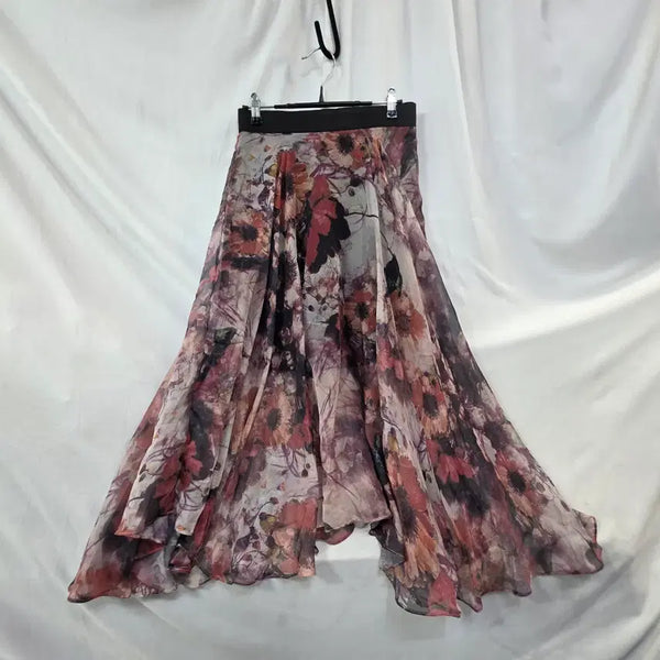 [BUNJANG] Flower Pattern Long Skirt / 플라워 허리팬딩패턴 롱 스커트85