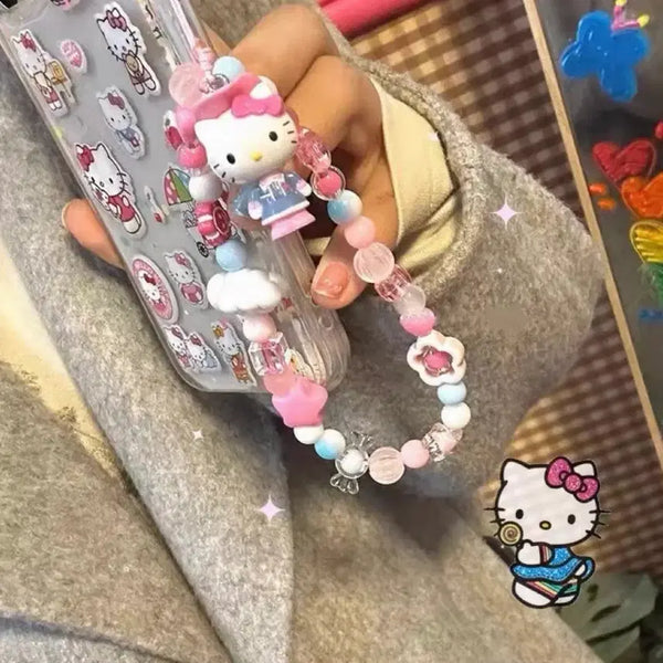 [BUNJANG] Hello Kitty Handmade Beaded Strap Keychain / 헬로키티 비즈 스트랩 키링
