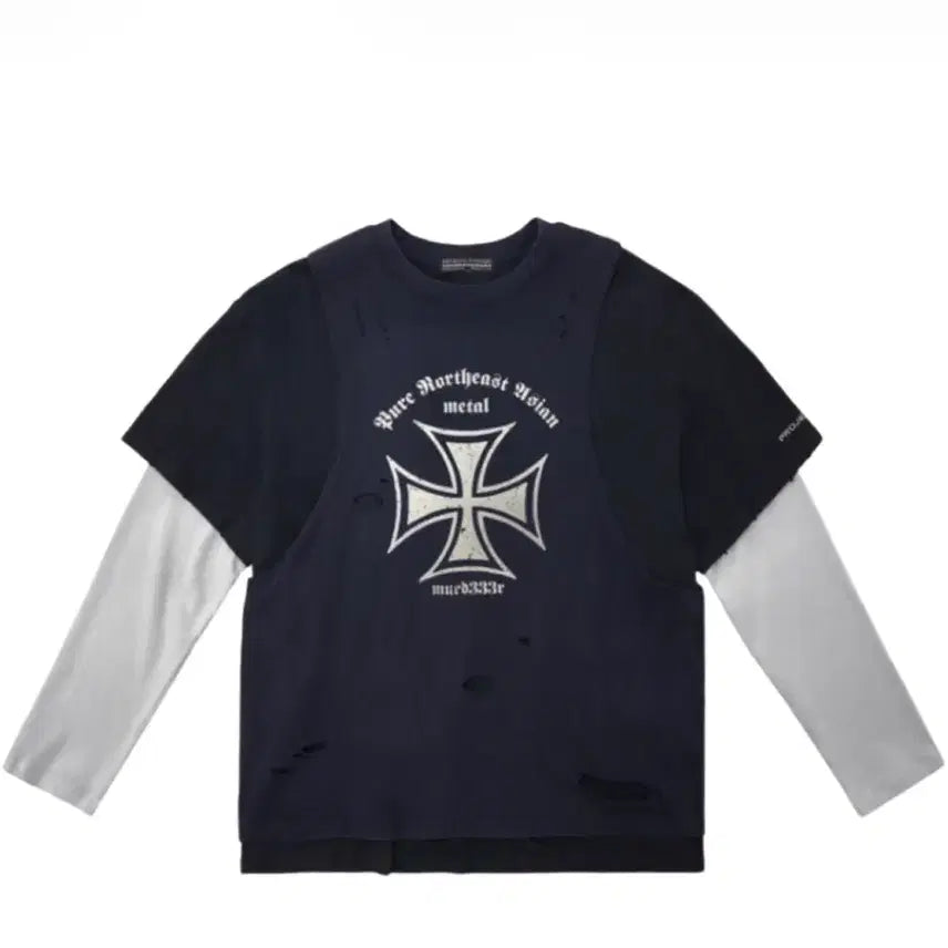 [BUNJANG] Projectgr Layered Long Sleeve Navy / [2]프로젝트gr mfm333 레이어드 롱슬리브 네이비