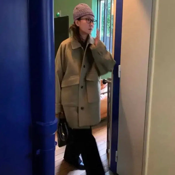 [BUNJANG] Ethos Khaki Midi Coat / 에토스 카키 미디코트