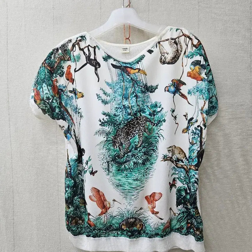 [BUNJANG] Hermès Paris Silk Blend Short Sleeve Blouse / 에르메스 실크블라우스  ~66