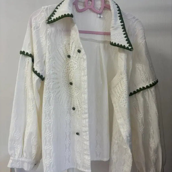 [BUNJANG] Ivory Bohemian Embroidered Blouse / 아이보리 보헤미안 자수 블라우스
