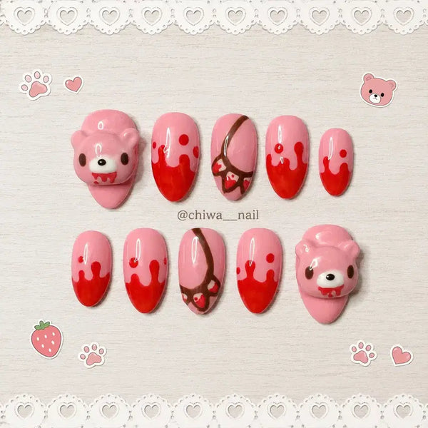 [BUNJANG] Custom Gloomy Bear Handmade Nail Tips / 주문제작 글루미베어 수제 네일팁