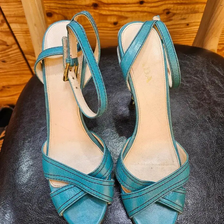 [BUNJANG] Prada Teal Strap Sandals / 프라다힐