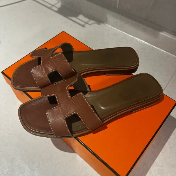 [BUNJANG] Hermes Oran Brown Sandals Size 37 / (정품)에르메스 오란 브라운 37