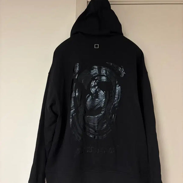 [BUNJANG] Wooyoungmi Metallic Graphic Hoodie Black Size 50 / [50SIZE/크림판] 우영미 메탈릭 그래픽 후드티 50사이즈