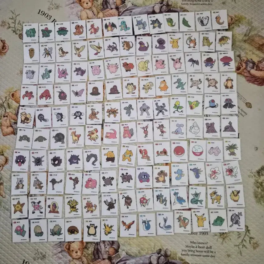 [BUNJANG] Pokemon Stickers 1st Gen Full Set (130 Types) - Includes Mewtwo / 포켓몬 띠부씰 1세대 노코드씰 전체세자리씰 130종 일괄판매합니다(뮤츠1장포함)