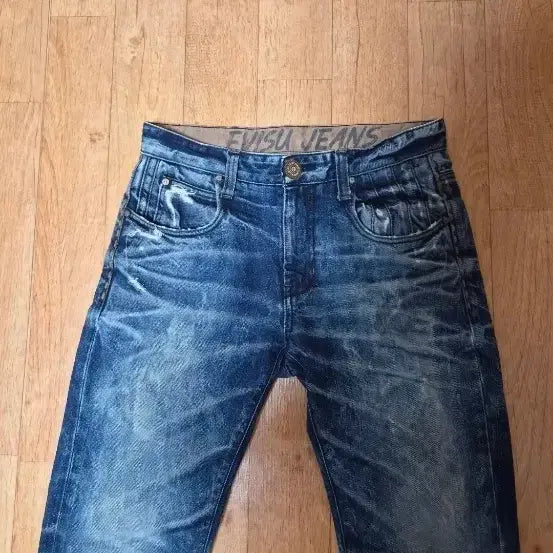 [BUNJANG] Evisu Vintage Wash Slim Fit Jeans (31-32 inch) / (매장판/최상급) 에비수 EVISU  빈티지 데미지 워싱 스판 청바지, 31~32인치