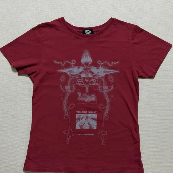 [BUNJANG] Wellbeing Express Tattoo T-Shirt Burgundy / 웰빙익스프레스 타투 티셔츠 버건디