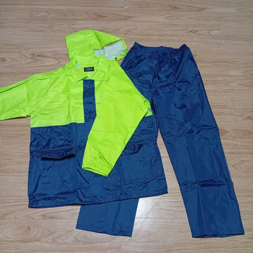 [BUNJANG] Guardman Safety Rain Suit Set (Top & Bottom) - Men's L, Navy/Fluorescent Yellow / 새상품)나선안전우비 상하의세트 L 올메쉬고급형 비옷