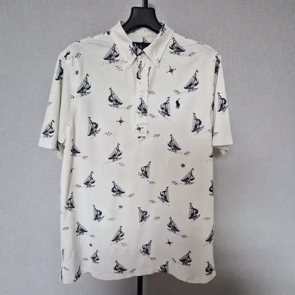 [BUNJANG] Polo Ralph Lauren White Sailboat Embroidered Pique T-Shirt / 랄프로렌 폴로 L 카라넥 피케티셔츠 M-반팔-560