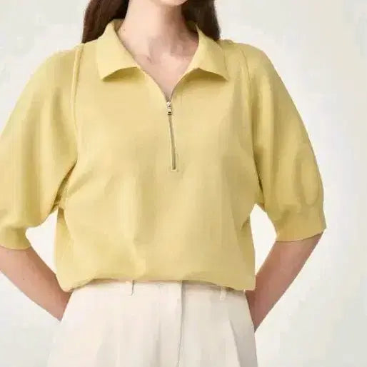[BUNJANG] The Cashmere Zip-Up Knit Light Yellow / 25 더캐시미어 집업 니트