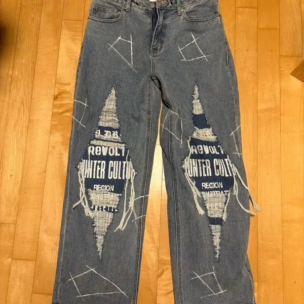[BUNJANG] RESURRECTION13 Patch Denim Pants L / RESURRECTION13 패치 데님 팬츠 L 판매합니다
