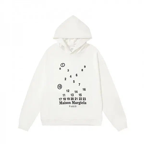 [BUNJANG] Maison Margiela Numbering Logo Hoodie White / 새상품 메종 마르지엘라 넘버링 로고 화이트 후드티