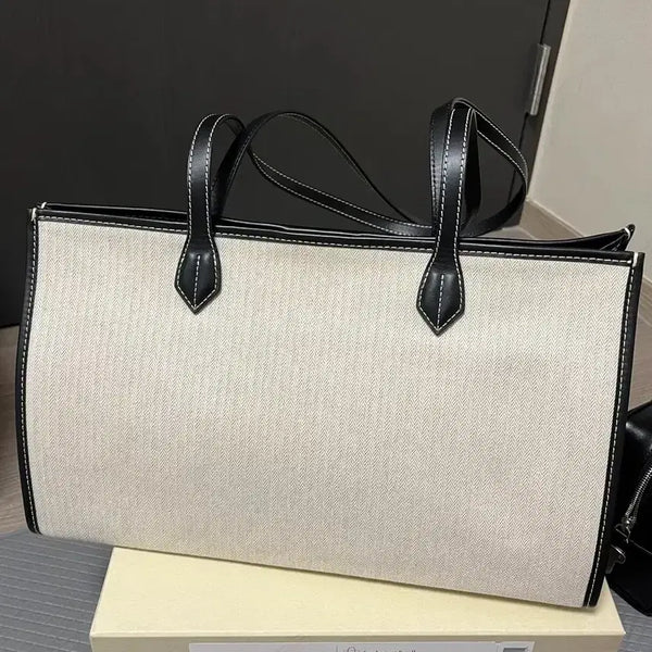 [BUNJANG] AvieMue Kang Min Kyung Canvas Leather Trimmed Work Bag / 아비에무아 강민경 워크백
