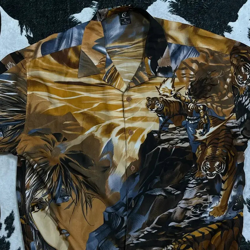 [BUNJANG] Claudio Nucci Samurai Tiger Hawaiian Shirt / 클라우디오 누치 사무라이 타이거 프린팅 하와이안 셔츠