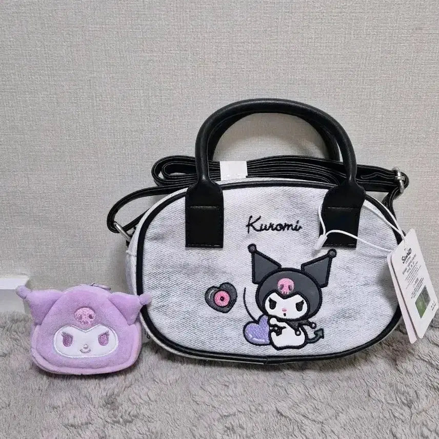 [BUNJANG] Sanrio Kuromi Mini Pouch Set (Black & Lavender) / 산리오 쿠로미 가방 미니 파우치 검정&연보라 세트