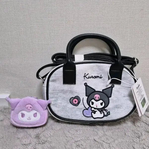 [BUNJANG] Sanrio Kuromi Mini Pouch Set (Black & Lavender) / 산리오 쿠로미 가방 미니 파우치 검정&연보라 세트