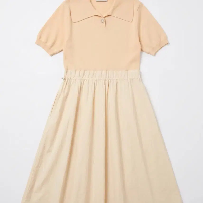 [BUNJANG] NineCol Beige Collar Dress Vintage / 여성F/ 나인콜 베이지색 카라 원피스 빈티지킹
