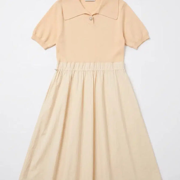 [BUNJANG] NineCol Beige Collar Dress Vintage / 여성F/ 나인콜 베이지색 카라 원피스 빈티지킹
