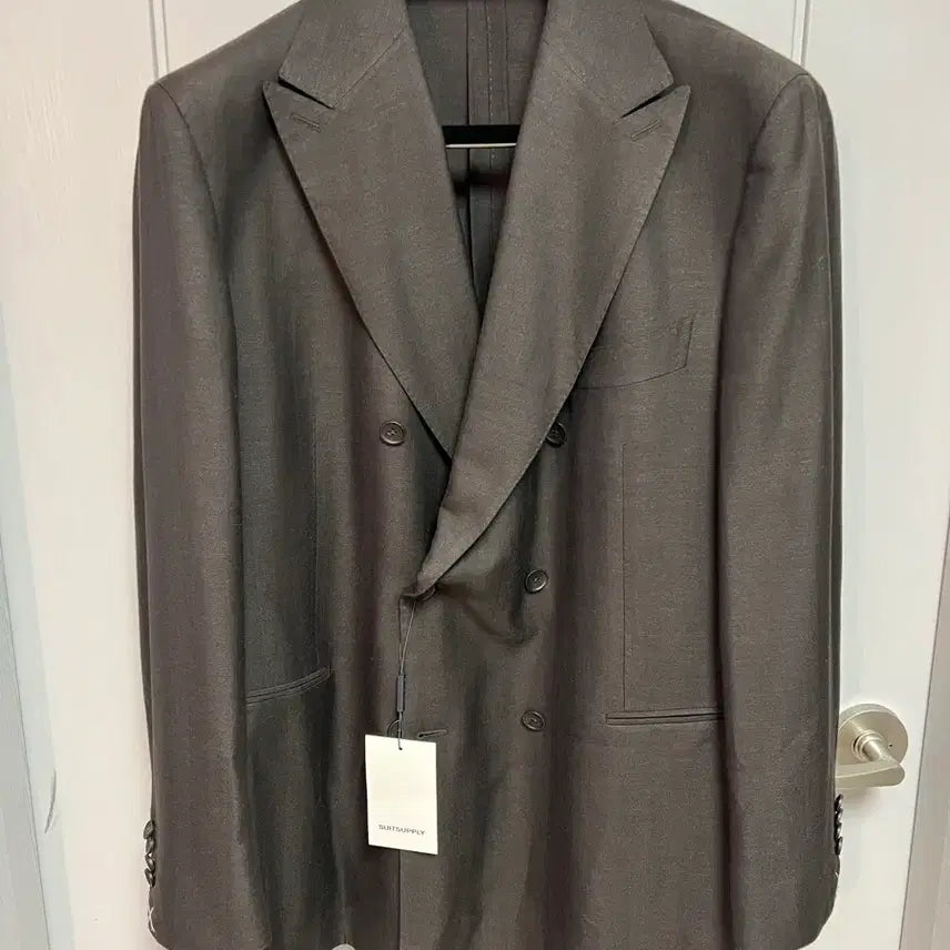 [BUNJANG] SUITSUPPLY Dark Brown Herringbone Wool Silk Linen Double Jacket / SUITSUPPLY 다크브라운 헤링본 울실크린넨 더블 자켓
