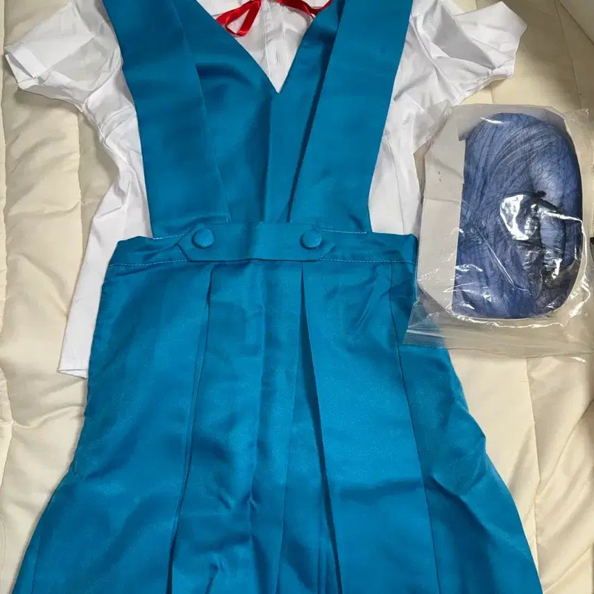 [BUNJANG] Neon Genesis Evangelion Ayanami Rei Cosplay Uniform Wig Full Set / 신세기 에반게리온 아야나미 레이 코스프레 교복 가발 풀세트 코스옷