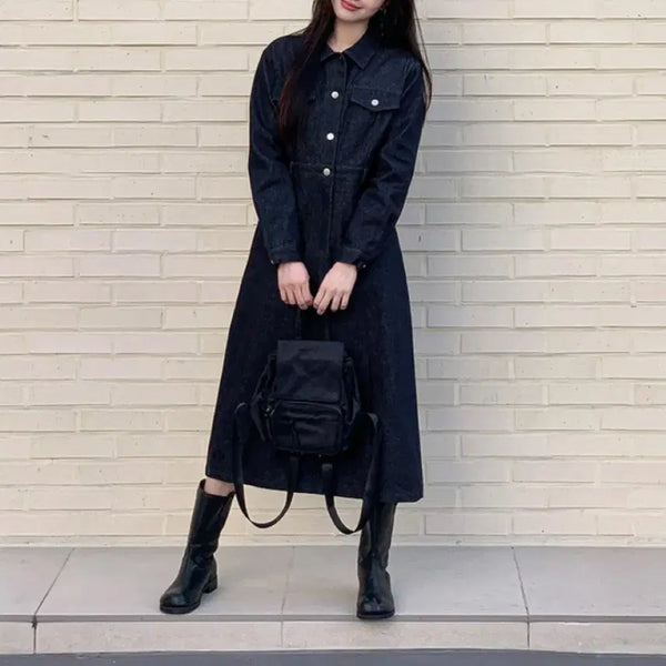 [BUNJANG] K-Club Raw Denim Long Dress / [L(77-88)] 케이클럽 생지 데님 롱원피스