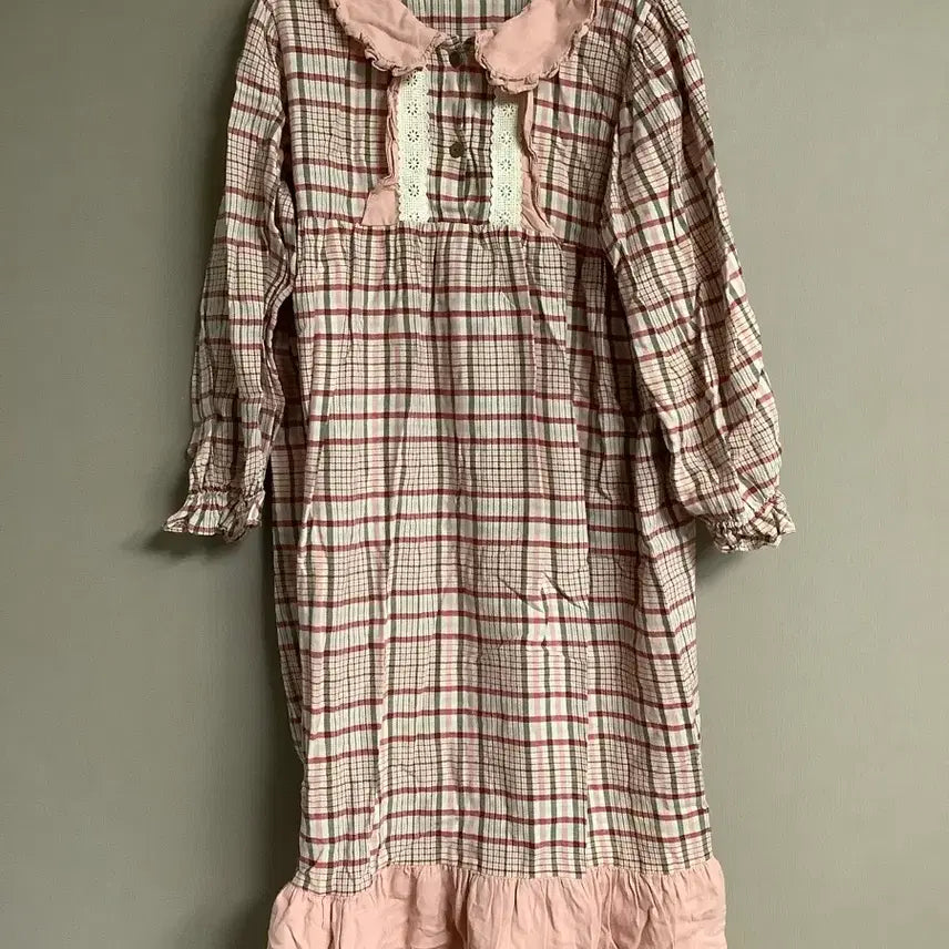 [BUNJANG] Ullala Check Pattern One-Piece Pajama / 울랄라 원피스 파자마 홈웨어