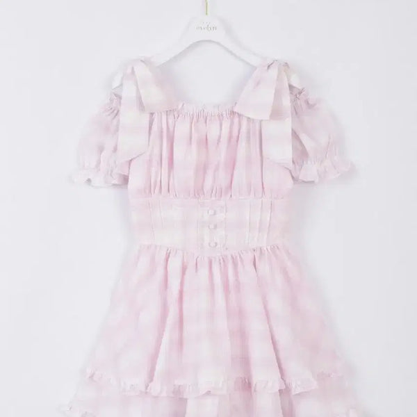 [BUNJANG] Evelyn Ribbon Off-Shoulder Mini Dress Pink / evelyn 에블린 리본 오프숄더 미니 원피스 핑크 일브 판매