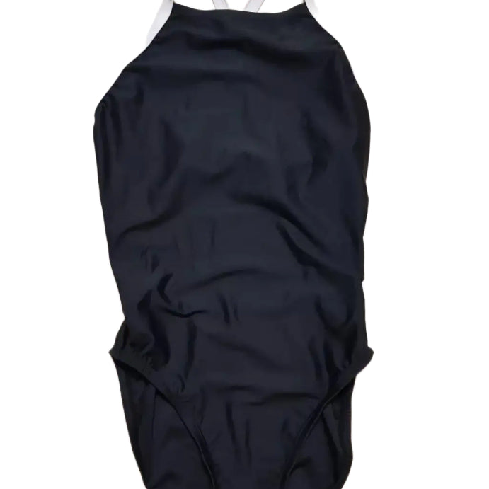 [BUNJANG] Women's Basic X-Back One-Piece Swimsuit - Black / 우먼 베이직 X백 원피스 수영복 (착샷)