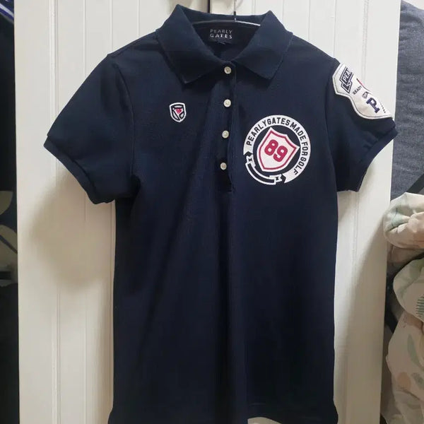 [BUNJANG] Parigates Women's Dark Navy Short-Sleeve Polo T-Shirt Size 0 / [0]파리게이츠 여성 카라 반팔티셔츠