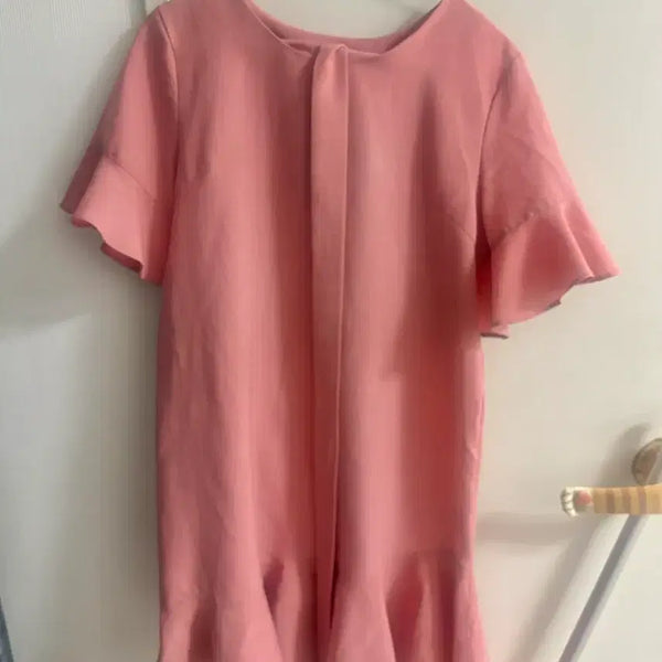 [BUNJANG] Pink Linen Dress with Ruffled Sleeves / 핑크 린넨 원피스