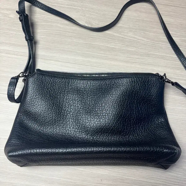 [BUNJANG] Black Leather Crossbody Bag / 블랙 가죽 크로스백