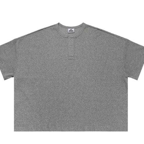 [BUNJANG] MJD Henley Neck T-Shirt Grey / [L] MJD 립 헨리넥 티셔츠 그레이
