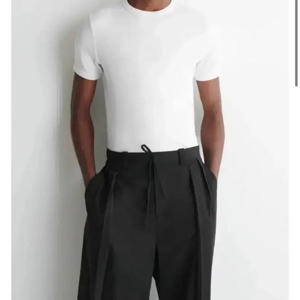 [BUNJANG] COS Slim Ribbed Cotton T-Shirt White S / COS 슬림 리브드 코튼 티셔츠 화이트 S