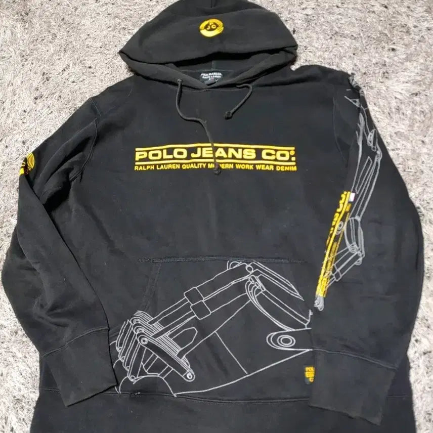[BUNJANG] Polo Ralph Lauren Polo Jeans Black Hoodie / 폴로 랄프로렌 폴로진스 블랙 후드티