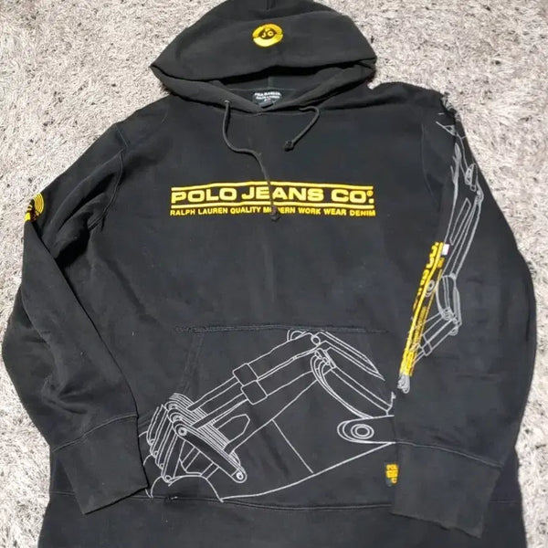 [BUNJANG] Polo Ralph Lauren Polo Jeans Black Hoodie / 폴로 랄프로렌 폴로진스 블랙 후드티