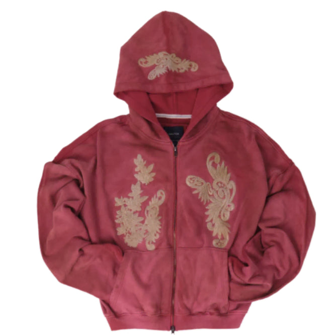[BUNJANG] Undermycar x Nautica Appliqué Zip-Up Hoodie Red XL / [XL] 언더마이카 X 노티카 아플리케 후드 집업 레드