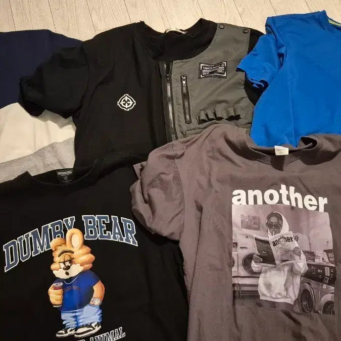 [BUNJANG] Men's L Size Short Sleeve T-Shirts (5-Piece Bundle Set) / 남성 L사이즈 반팔티5장 일괄