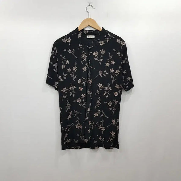 [BUNJANG] Vintage Flower Embroidery Spandex Short Sleeve T-Shirt Women's XL / R679 빈티지 꽃 자수 스판 반팔 티셔츠 여XL