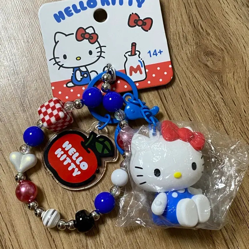 [BUNJANG] Sanrio Hello Kitty Apple Charm Bead Strap Keychain / 헬로키티 비즈스트랩 애플 키링
