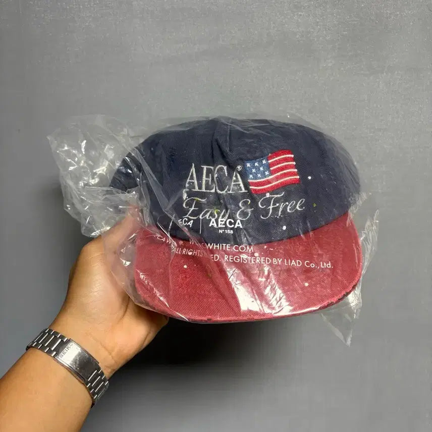 [BUNJANG] AECA Baseball Cap Navy/Red / (새상품) AECA 모자 네이비/레드
