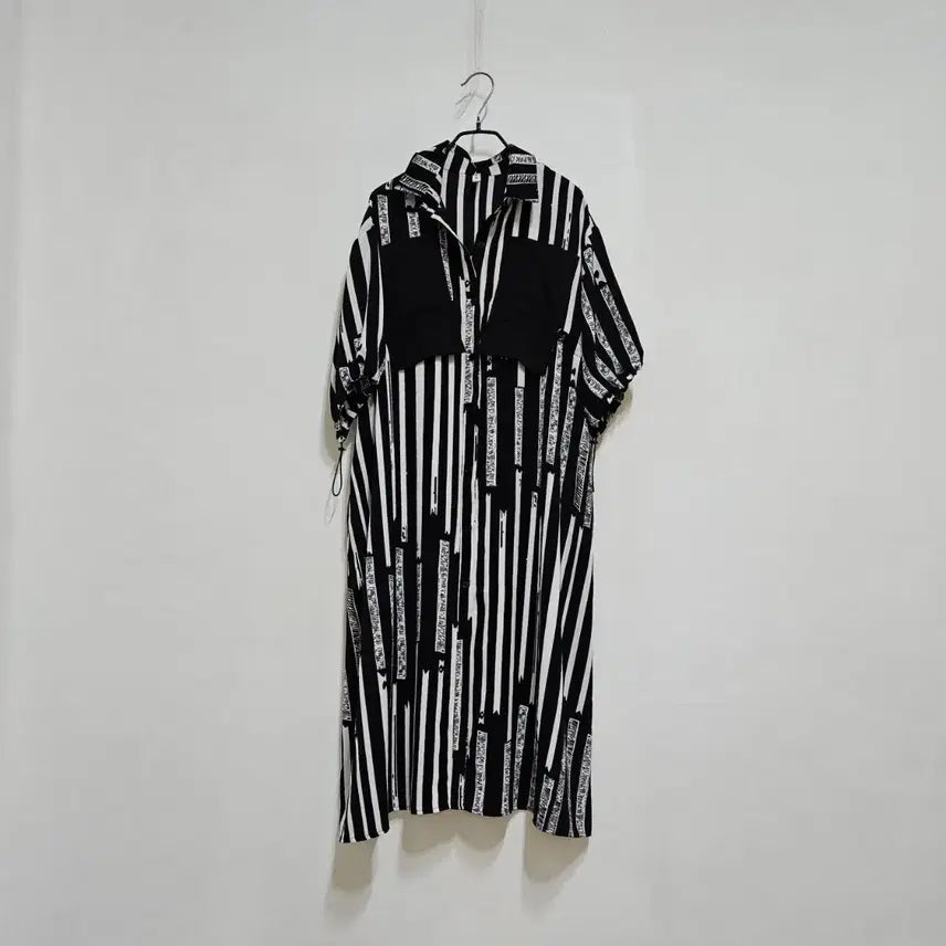 [BUNJANG] Shirt Dress with Drawstring Detail / 셔츠형 스트링 롱원피스